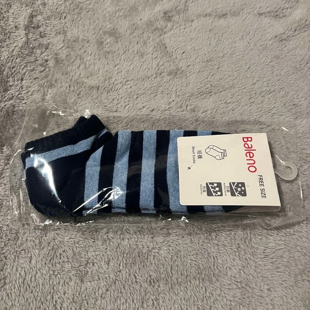 Baleno Antibacterial Short Striped Socks New 3 Pairs Sealed Free Fitting Size‎